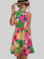 Tied Printed Mock Neck Sleeveless Dress nicholesgifts