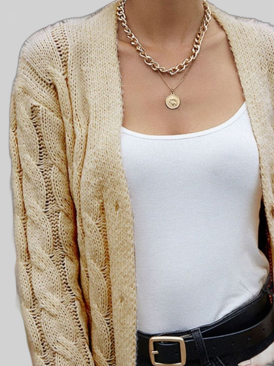 Women Cable-Knit Button Down Cardigan nicholesgifts
