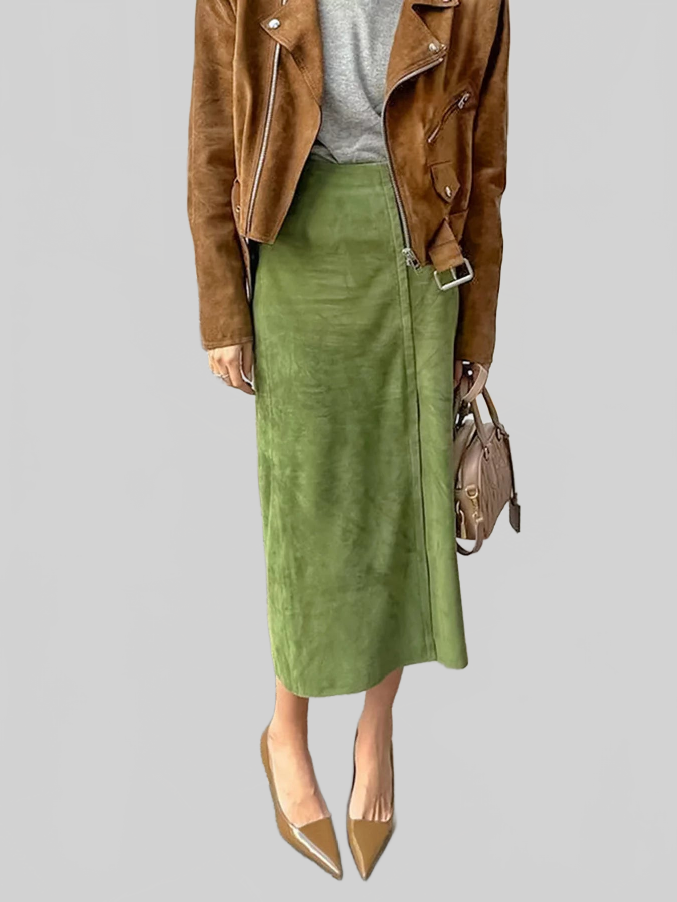 Women Solid Color Midi Skirt nicholesgifts