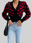 Women Valentine’s Day Heart V-Neck Cropped Cardigan nicholesgifts