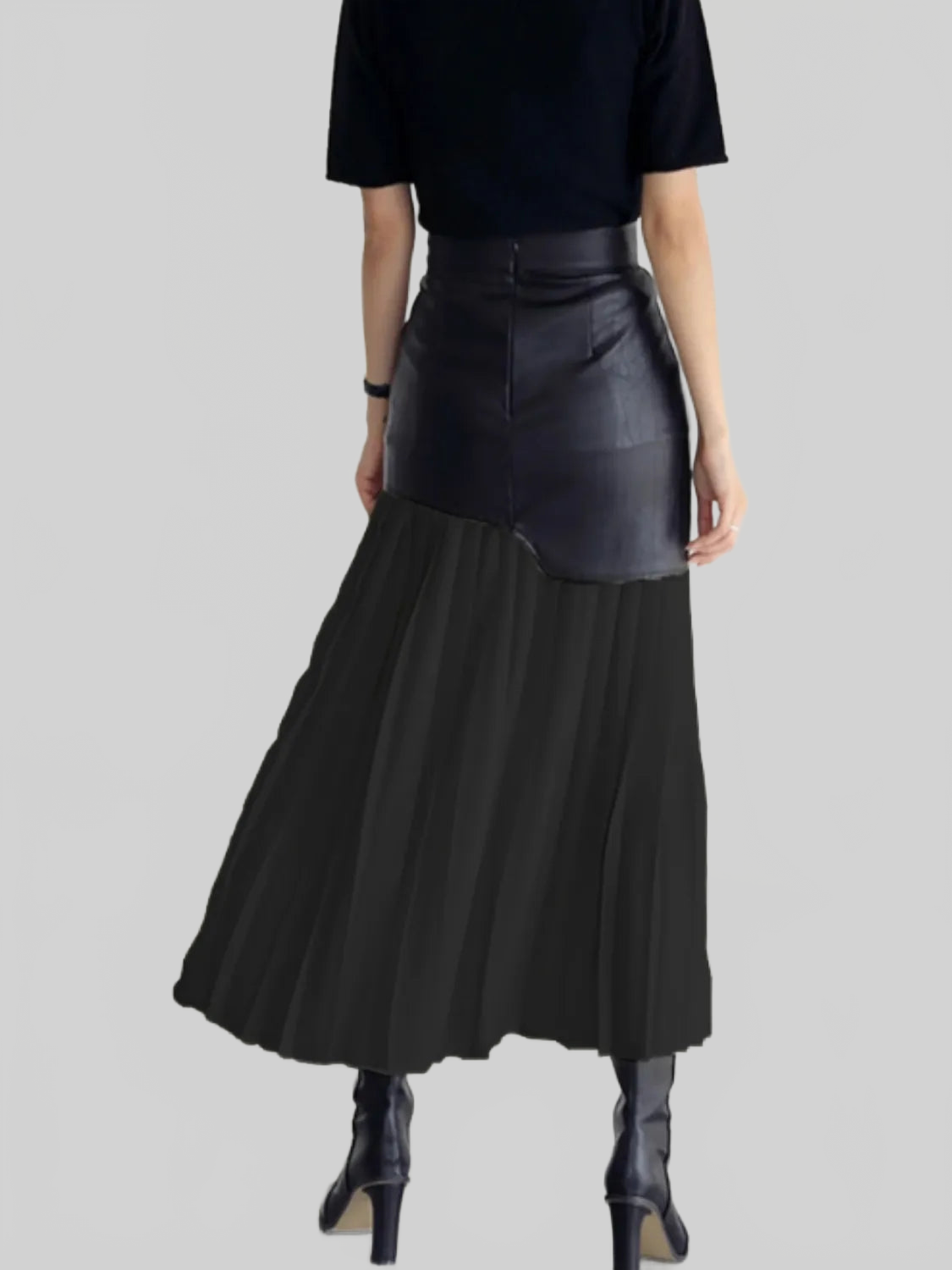 Patchwork Contrast Pleated Skirt nicholesgifts