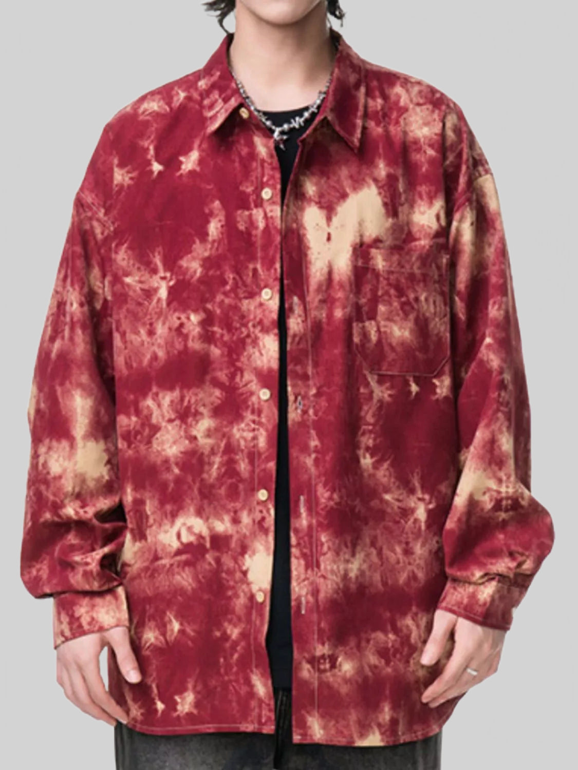 Men's Plus Size Tie-Dye Button-Up Shirt nicholesgifts