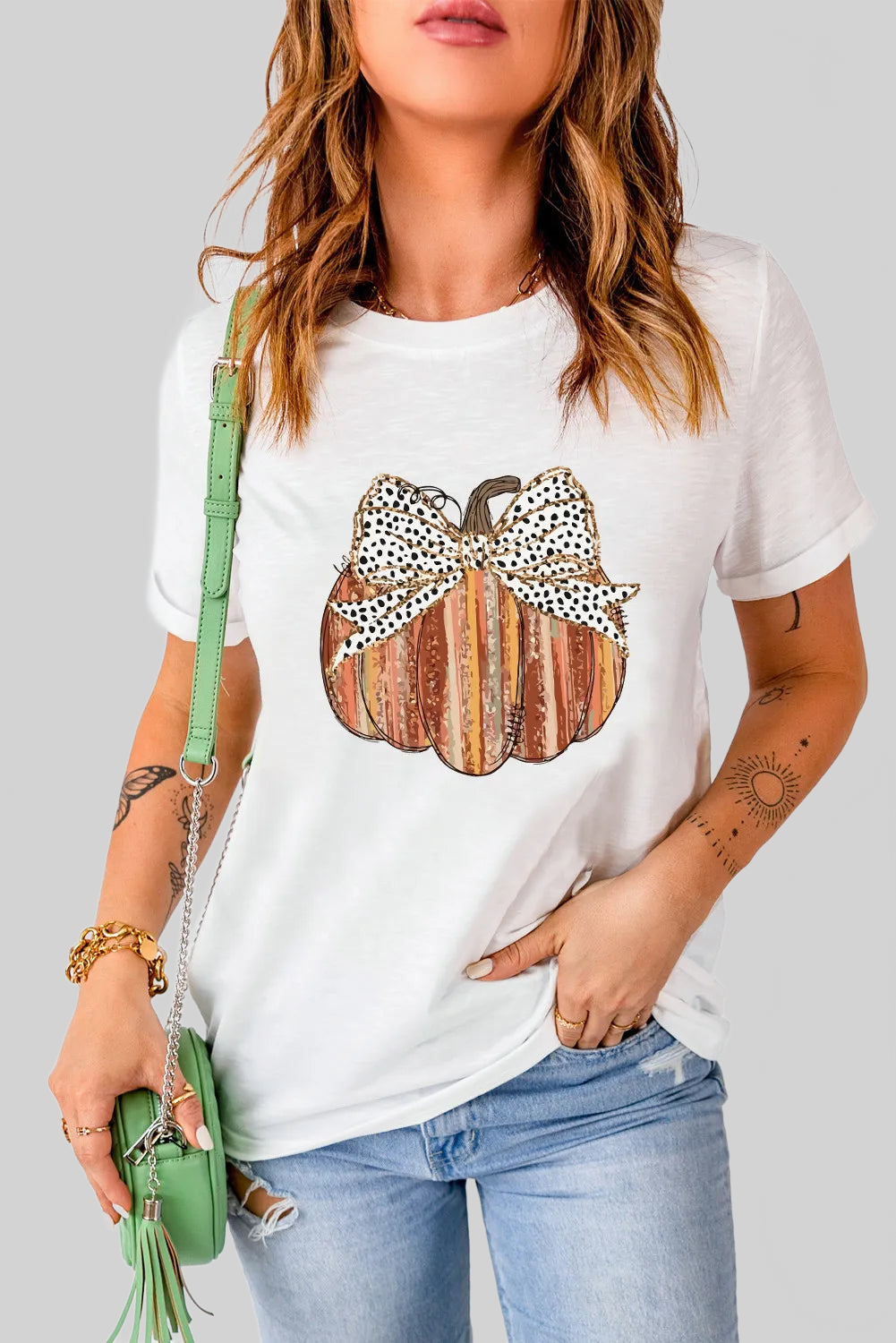 Full Size Pumpkin Round Neck Short Sleeve T-Shirt nicholesgifts
