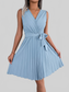 Tied Surplice Sleeveless Pleated Dress nicholesgifts