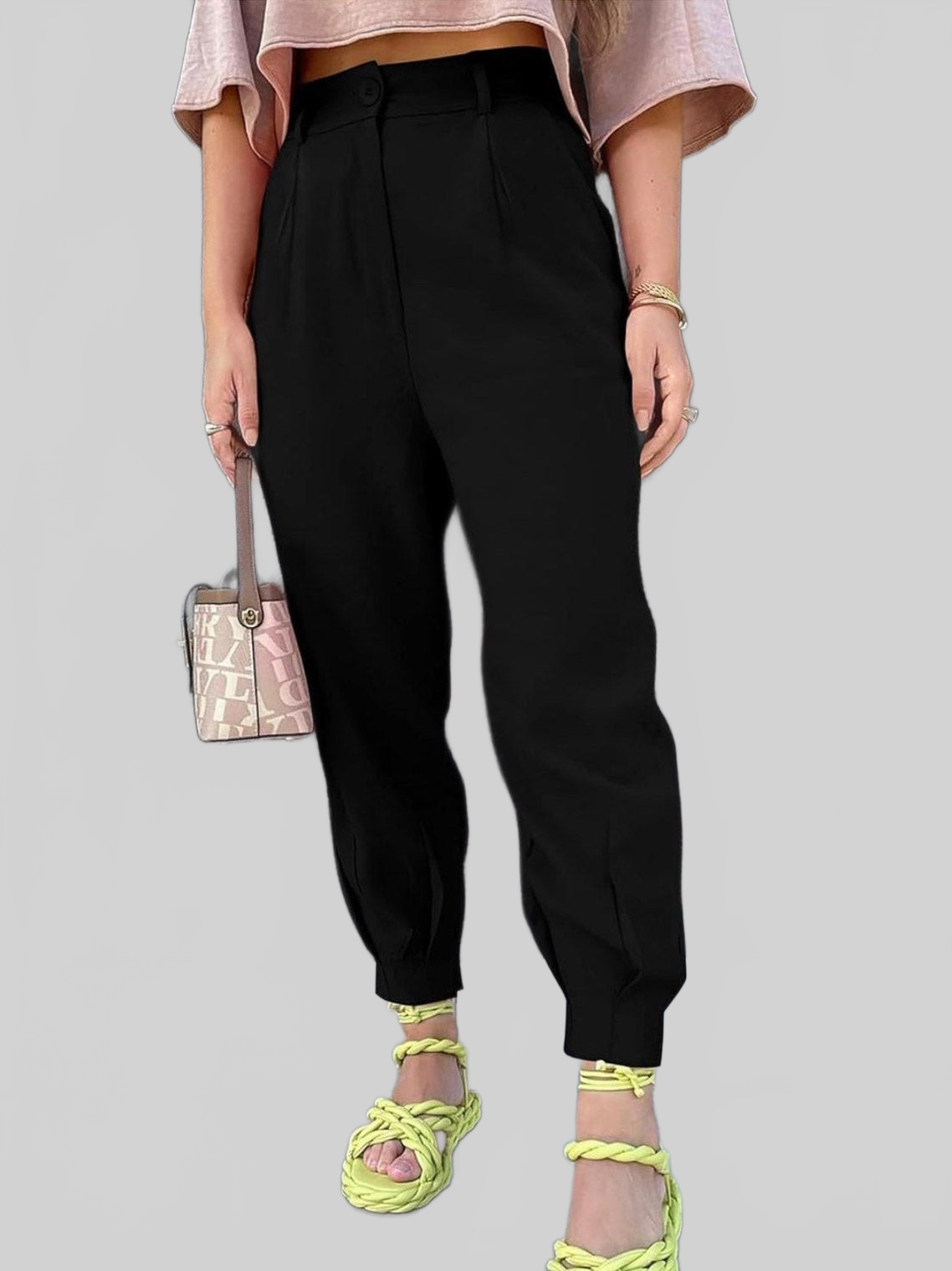 Women High Waist Cropped Pants nicholesgifts