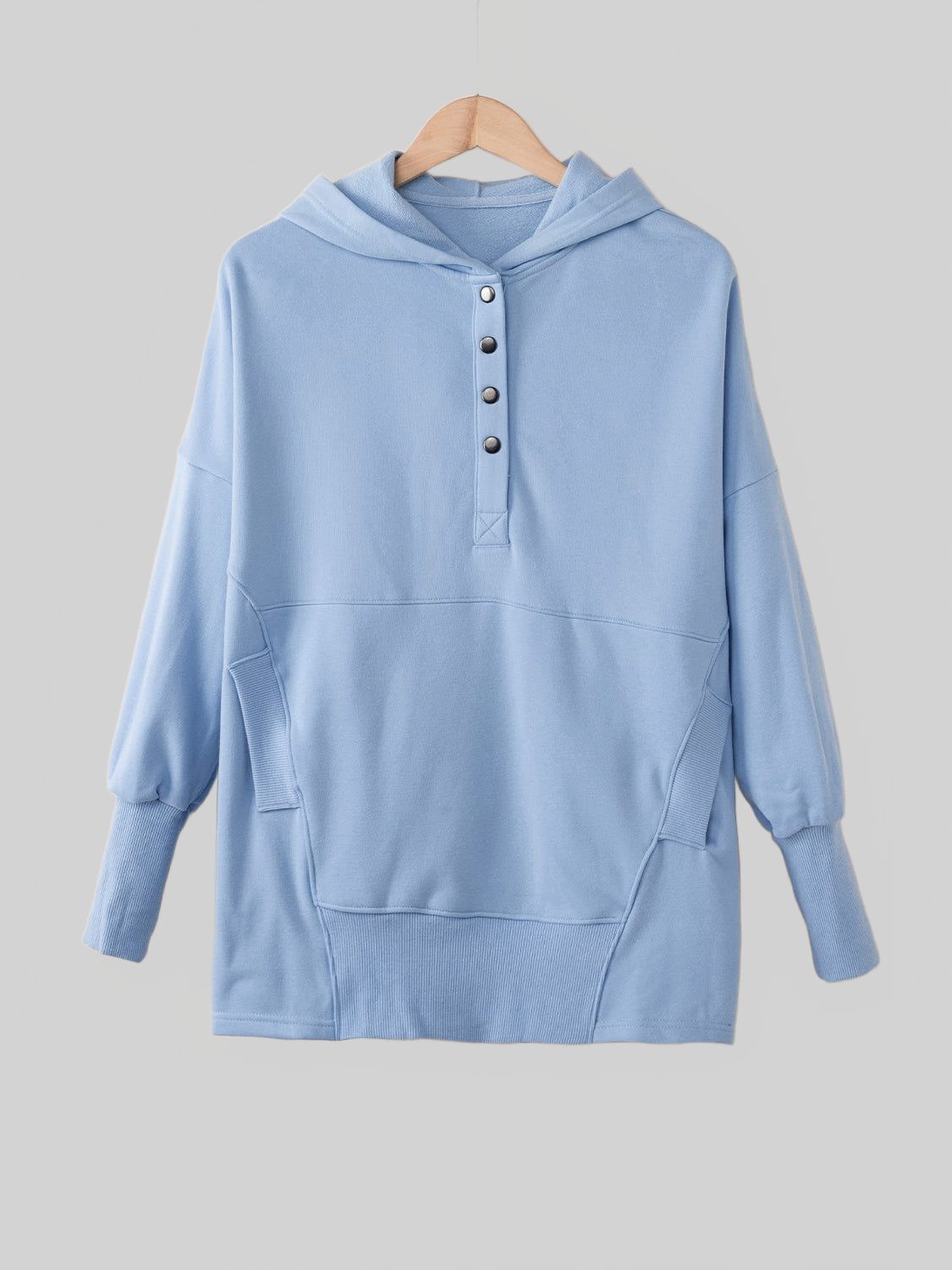 NicholesGifts Women Quarter-Snap Dropped Shoulder Hoodie NicholesGifts