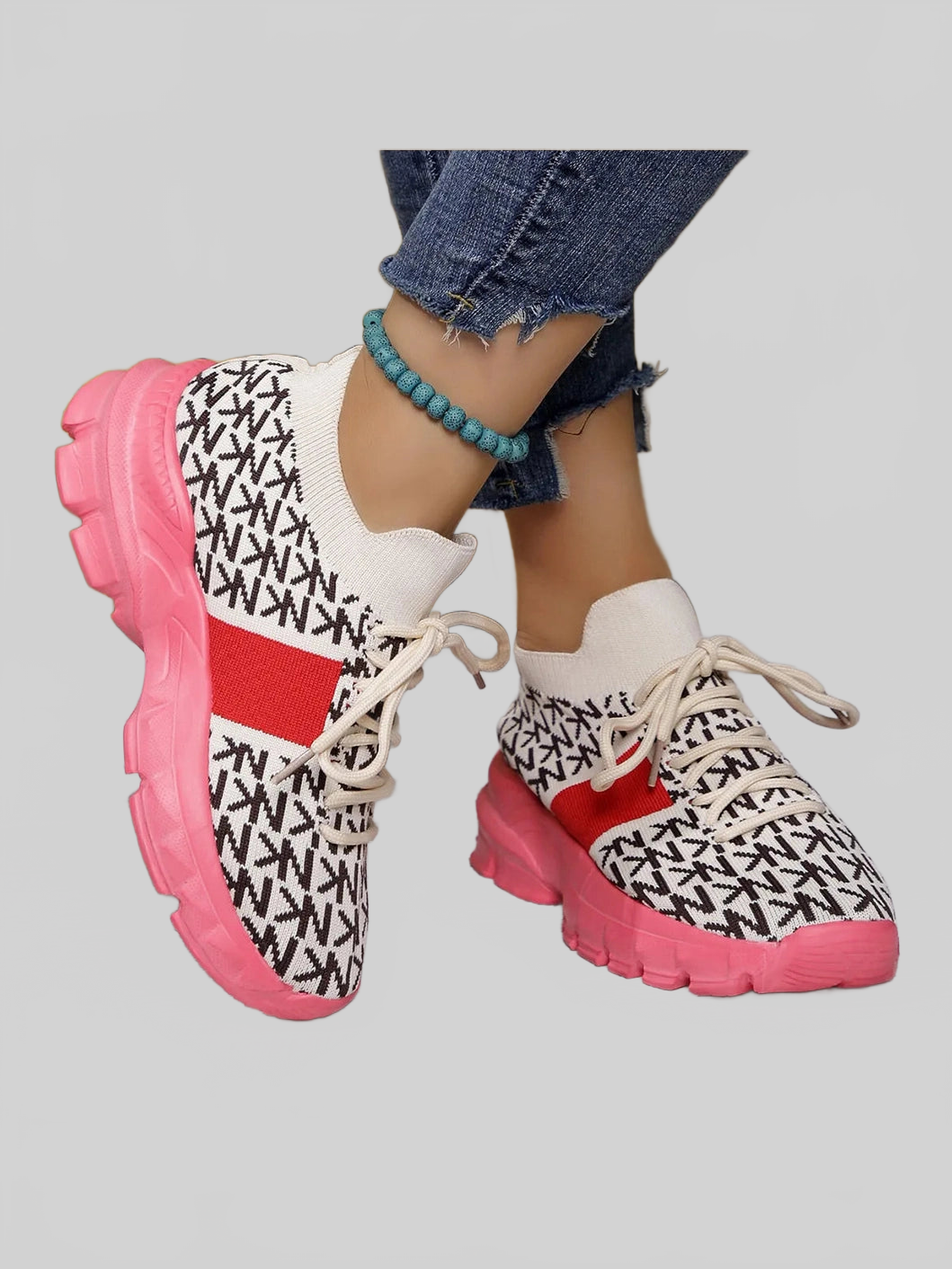 Round Toe Lace Up Sneakers nicholesgifts