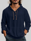 Men's Full Size Drawstring Long Sleeve Hoodie with Button Details Plus Size nicholesgifts