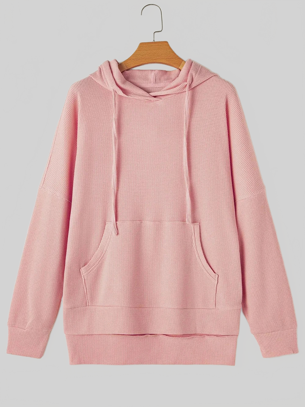 Waffle-Knit Long Sleeve Hoodie nicholesgifts