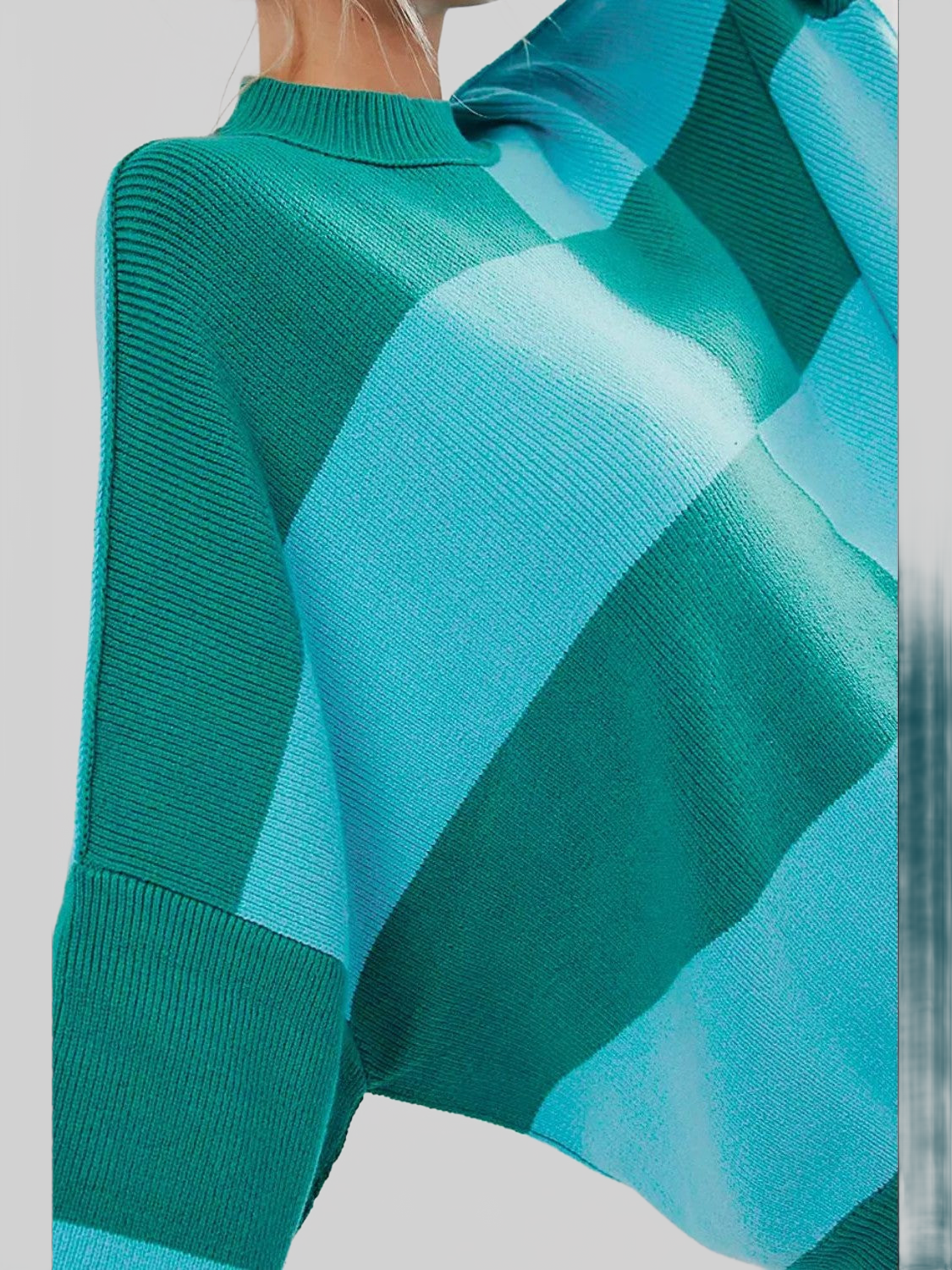 NicholesGifts Women Color Block Round Neck Long Sleeve Sweater nicholesgifts