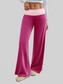 Women Contrast Waistband Wide Leg Pants nicholesgifts