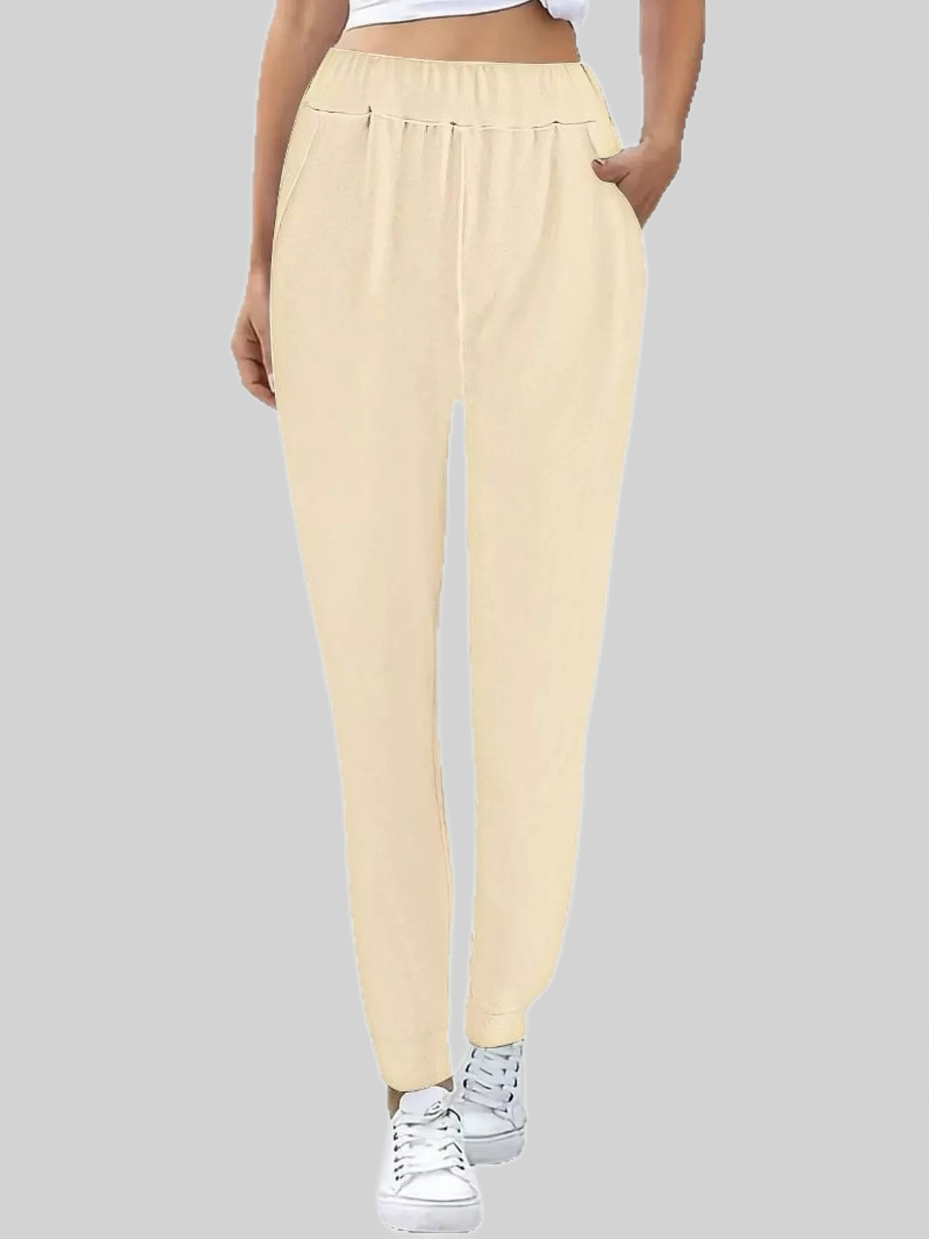 Women Comfortable Elastic Waist Casual Pants nicholesgifts