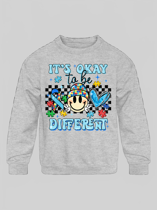 Toddler Boys It's Okay to be Different Crewneck Long Sleeve Gray Sweatshirt NicholesGifts