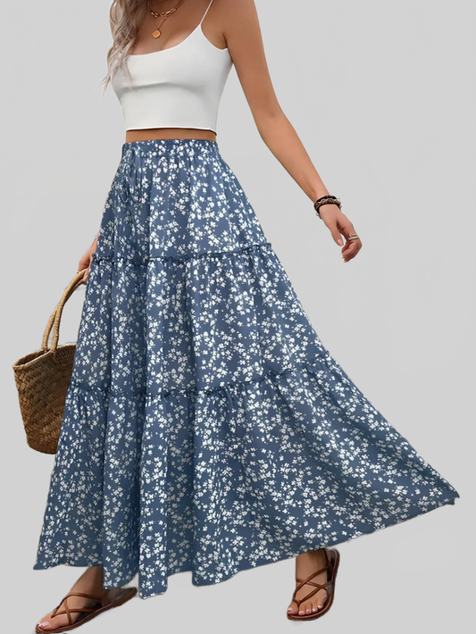 Tiered Floral Maxi Skirt nicholesgifts