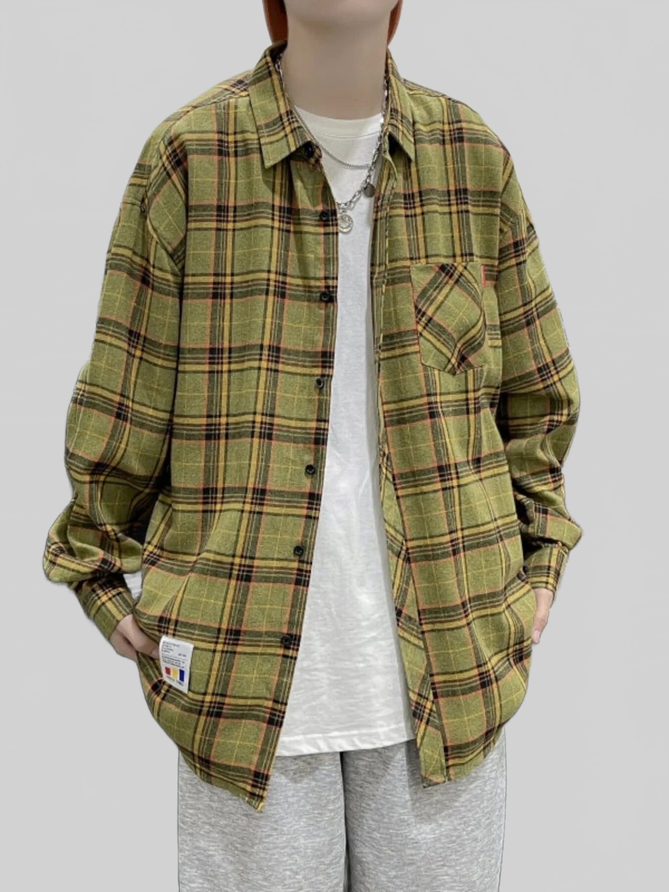 Men's Plus Size Plaid Long Sleeve Shirt nicholesgifts