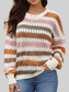Women Striped Round Neck Hollowed Sweater NicholesGifts