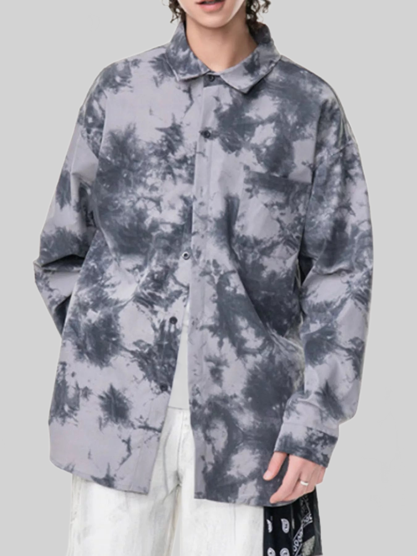 Men's Plus Size Tie-Dye Oversized Button-Up Shirt nicholesgifts