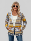 Geometric Zip Up Long Sleeve Hooded Jacket nicholesgifts
