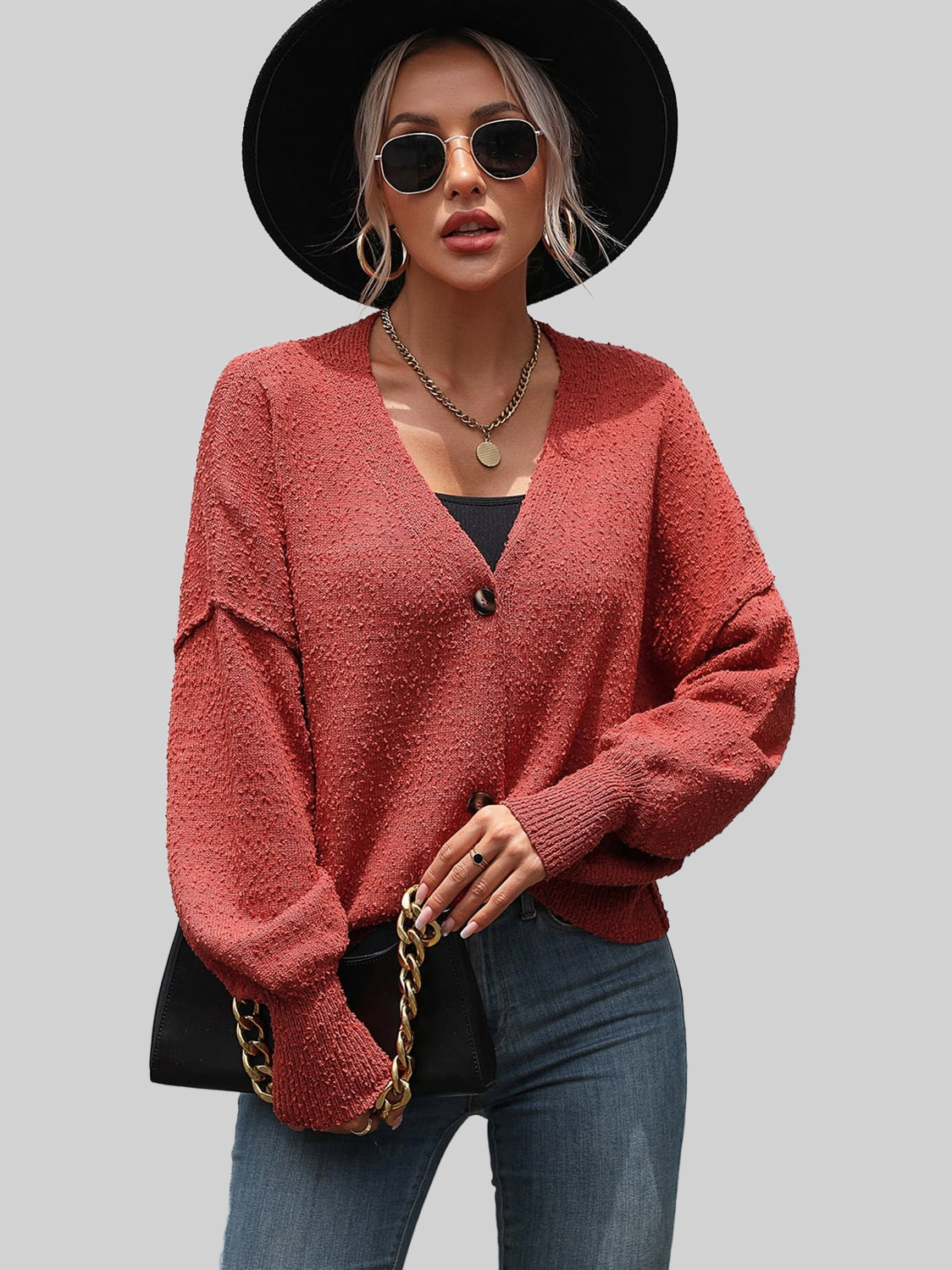 Button-Up Dropped Shoulder Cardigan Trendsi