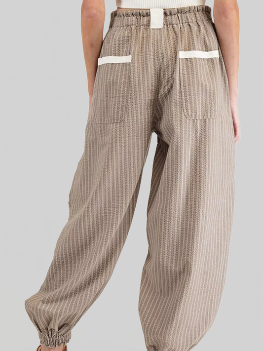 Women Stripe Drawstring Cargo Jogger Pants with Pockets NicholesGifts