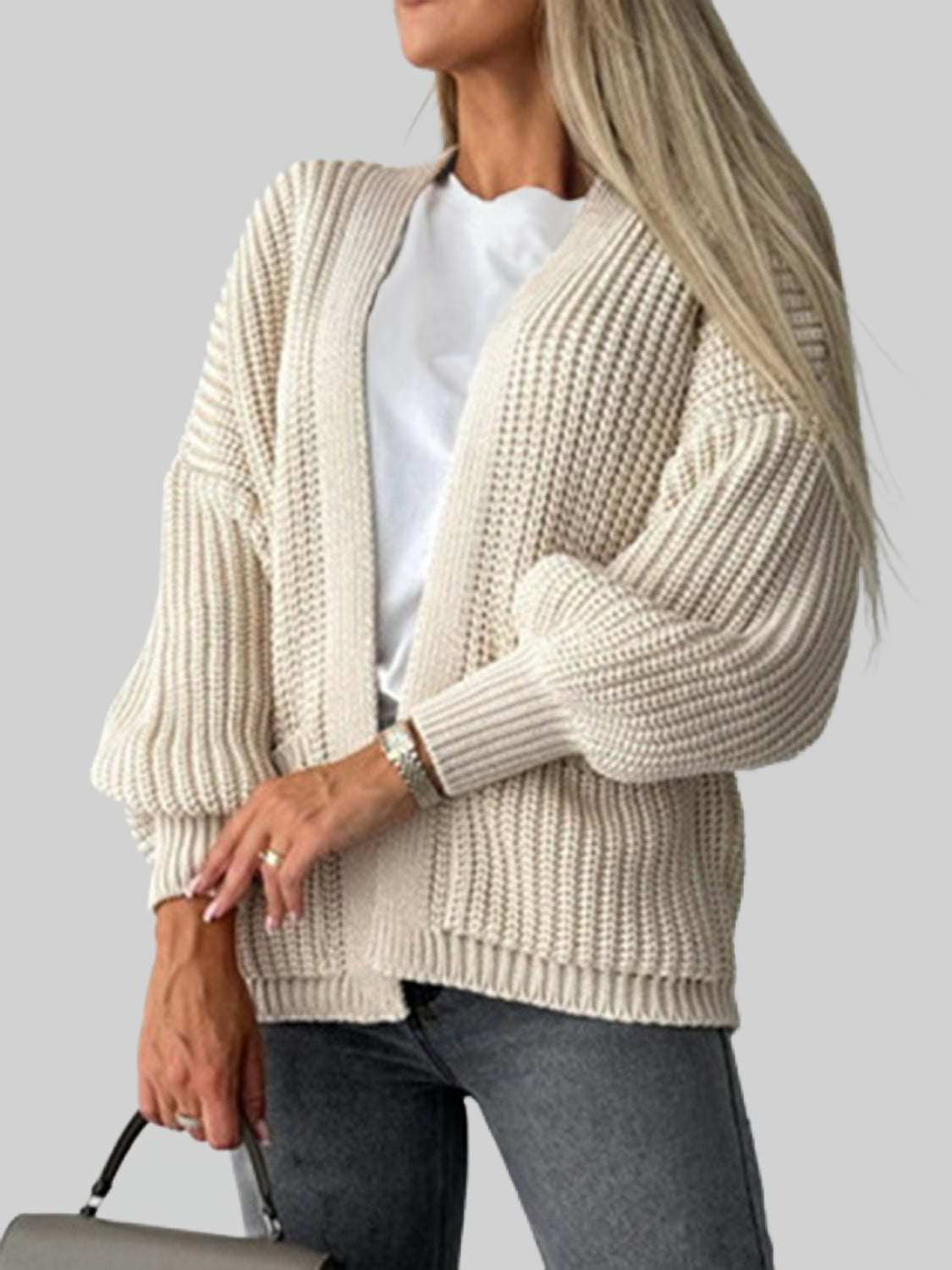 Open Front Dropped Shoulder Cardigan nicholesgifts
