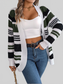 Women Striped Open Front Long Sleeve Cardigan nicholesgifts