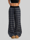Women Plaid Wide-Leg Pants with Elastic Waistband nicholesgifts