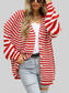 Women Angel Wings Striped Button Up Long Sleeve Cardigan nicholesgifts