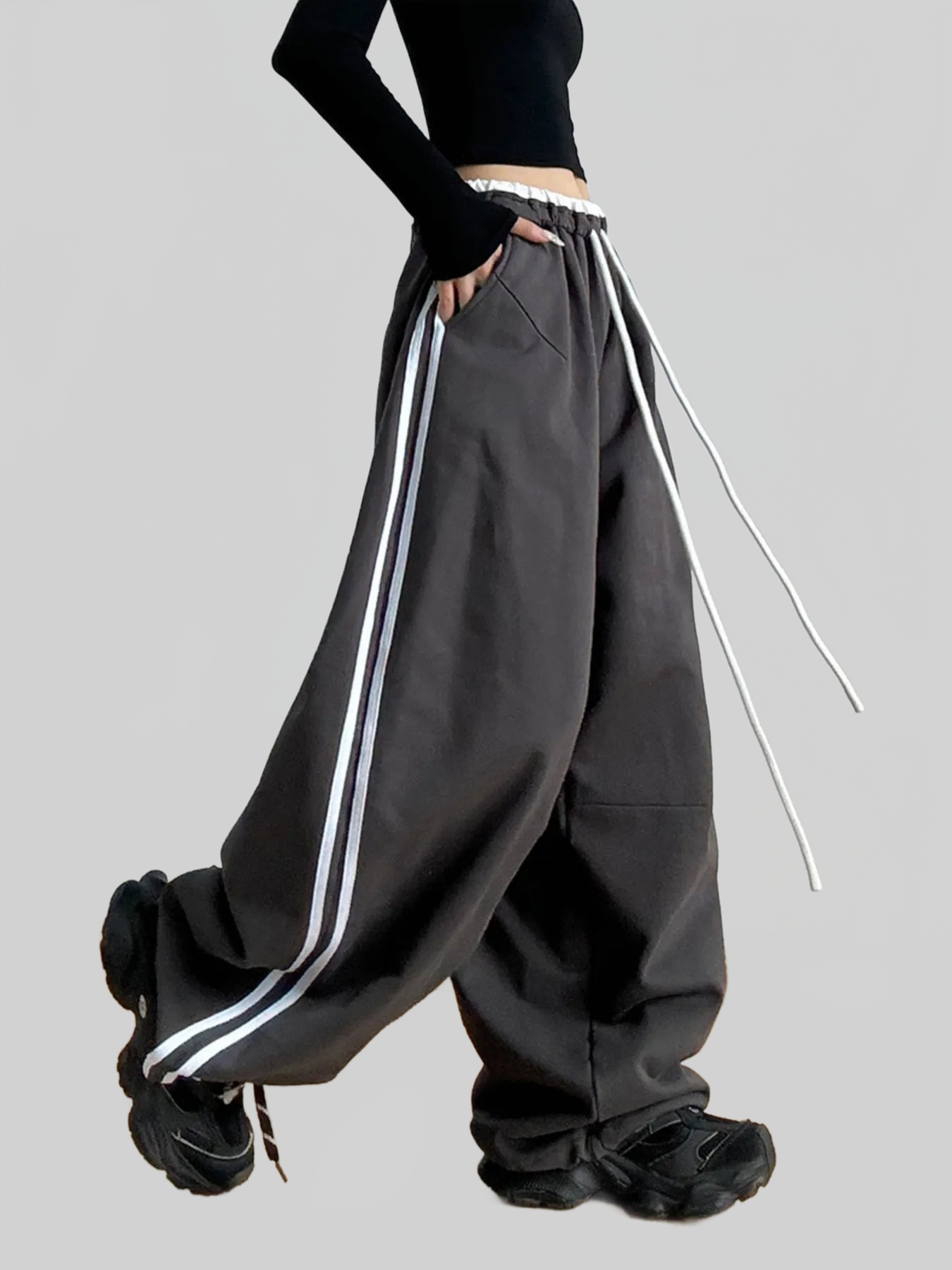 Women Wide Leg Drawstring Pants nicholesgifts