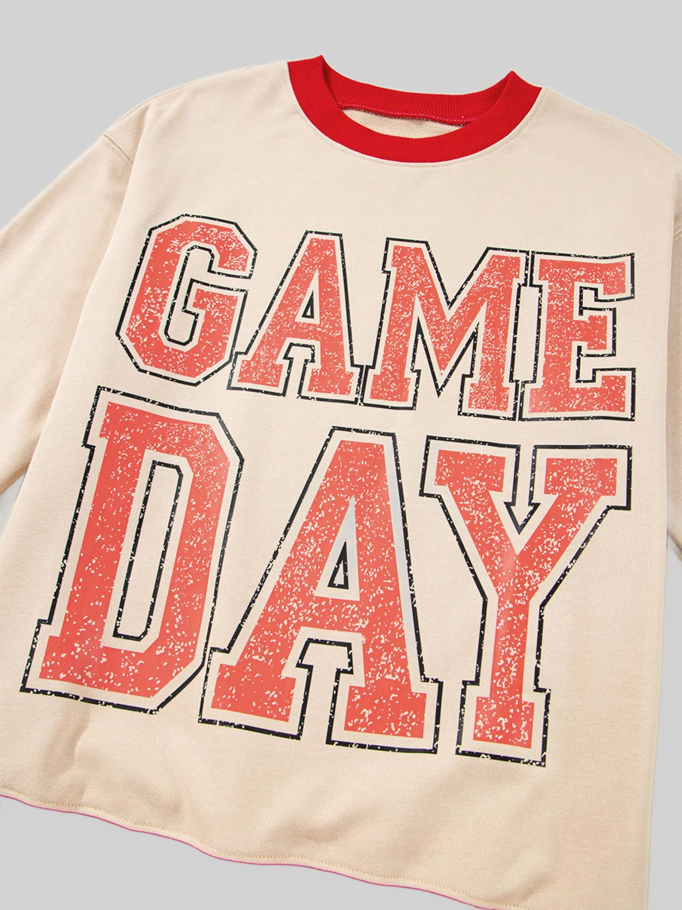 Women GAME DAY Letter Graphic Round Neck Sweatshirt nicholesgifts