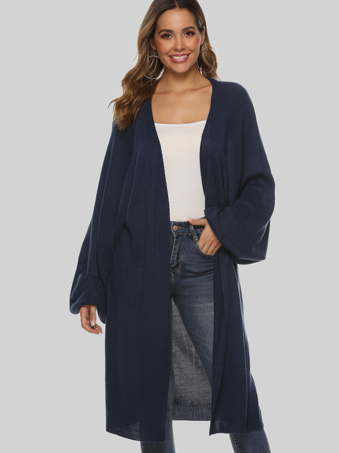 Long Sleeve Open Front Cardigan nicholesgifts