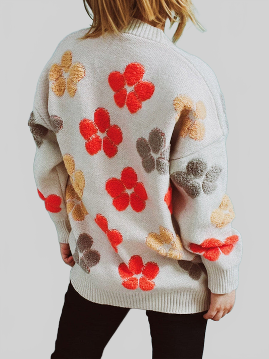 Women Floral V-Neck Button Up Cardigan with Pockets nicholesgifts