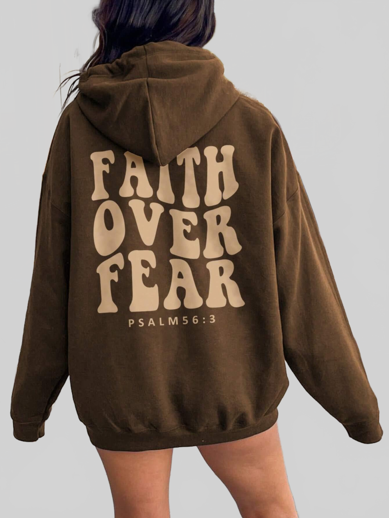 Women Faith Over Fear Dropped Shoulder Hoodie nicholesgifts