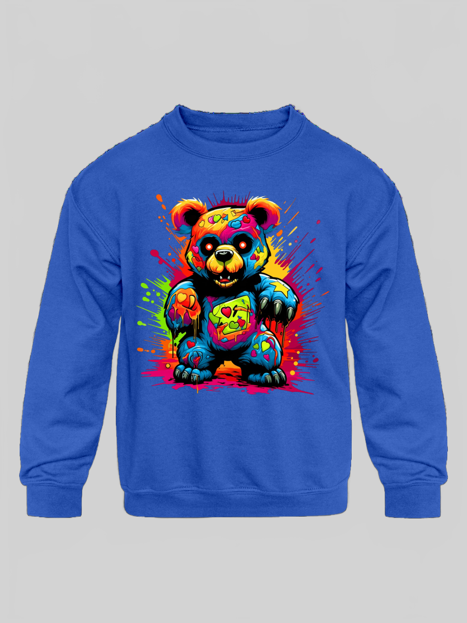 Toddler Boys Big Colorful Teddy Bear Crewneck Long Sleeve Sweatshirt nicholesgifts