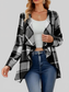Plaid Open Front Long Sleeve Jacket nicholesgifts