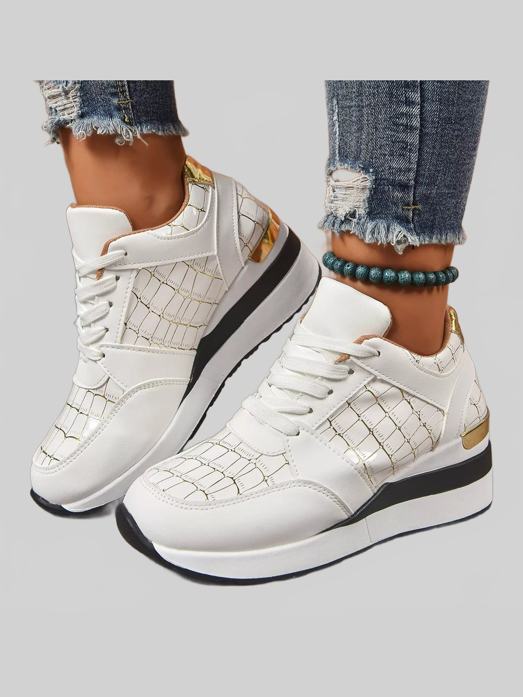 Women Lace Up Round Toe Sneakers nicholesgifts