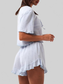 Tie Front Top and Ruffled Hem Shorts Set nicholesgifts