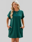 Round Neck Rolled Short Sleeve Tee Dress nicholesgifts