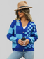 Angel Wings Plaid V-Neck Dropped Shoulder Cardigan nicholesgifts