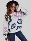 Flower Pattern Round Neck Long Sleeve Sweater nicholesgifts