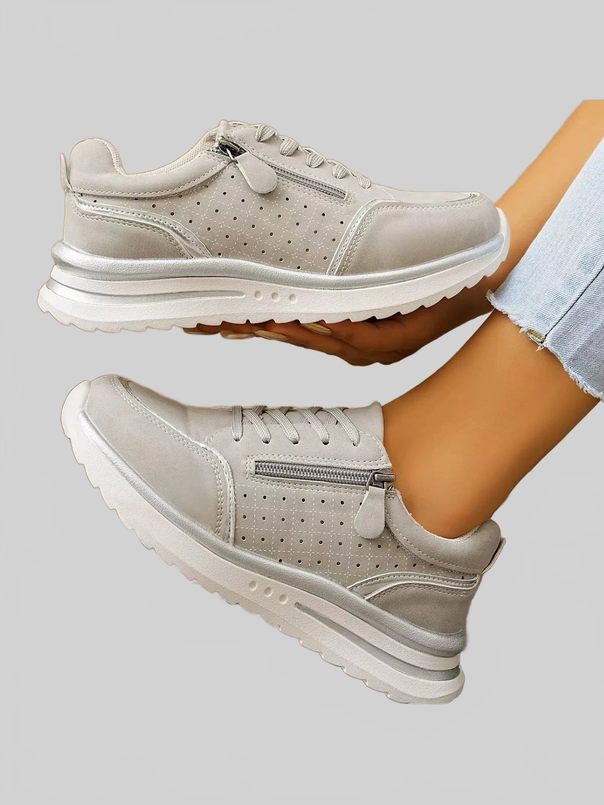 Round Toe Lace Up Sneakers nicholesgifts