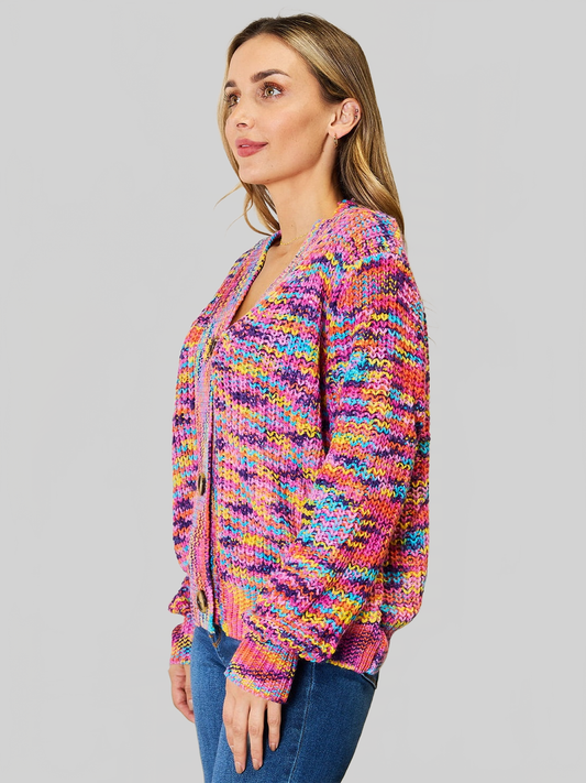 Angel Wings Woven Right V-Neck Long Sleeve Cardigan nicholesgifts