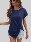 Women Asymmetric Hem Round Neck Short Sleeve T-Shirt nicholesgifts