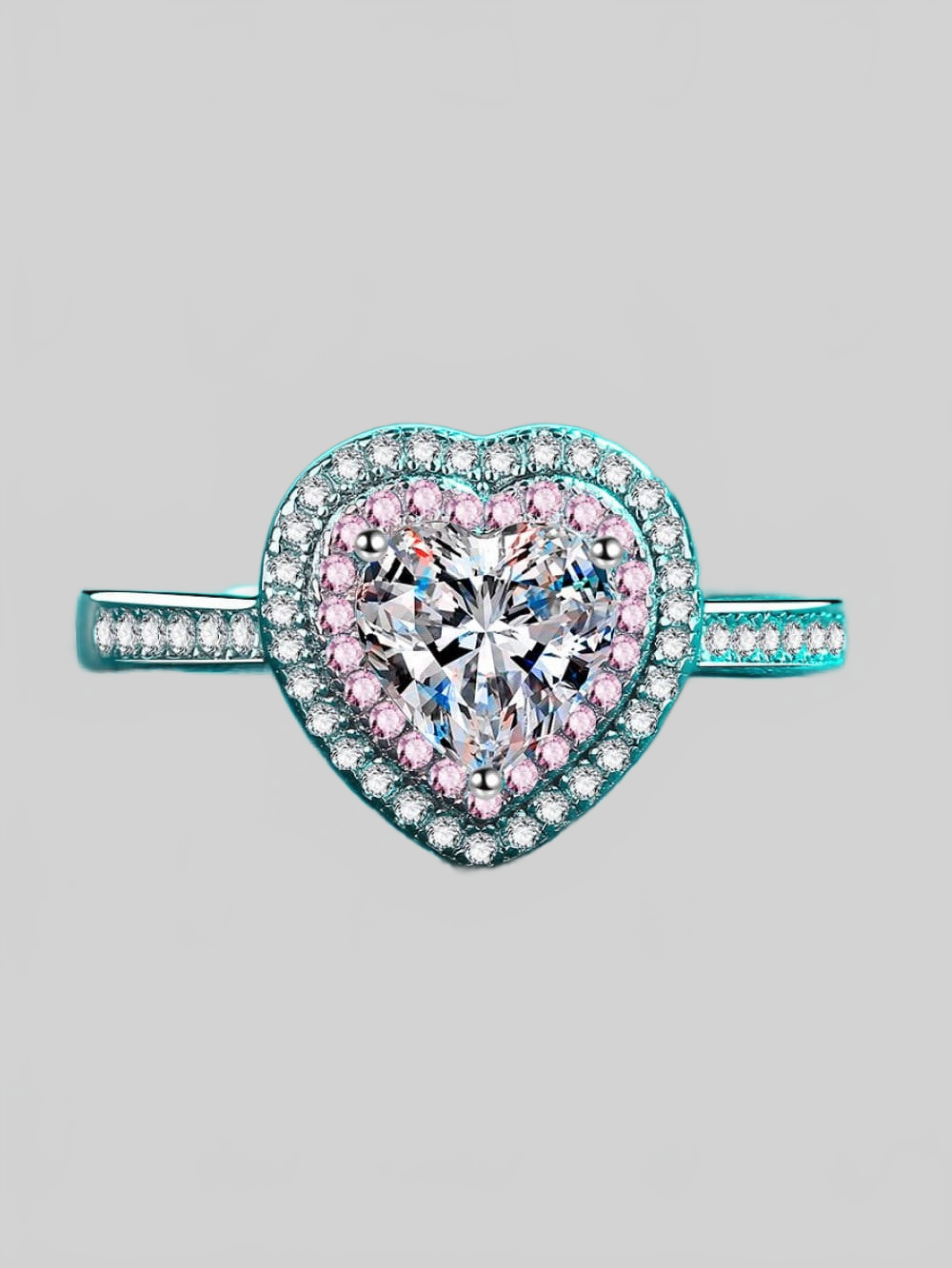 1 Carat Moissanite Heart 925 Sterling Silver Ring nicholesgifts