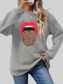 Women Leopard Lip Graphic Round Neck Sweatshirt NicholesGifts