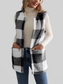 Women Cozy Plaid Sherpa Vest Coat nicholesgifts