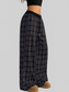 Women Plaid Wide Leg Pants with Drawstring Waist nicholesgifts