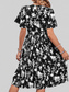 Perfee Printed Round Neck Short Sleeve Dress nicholesgifts