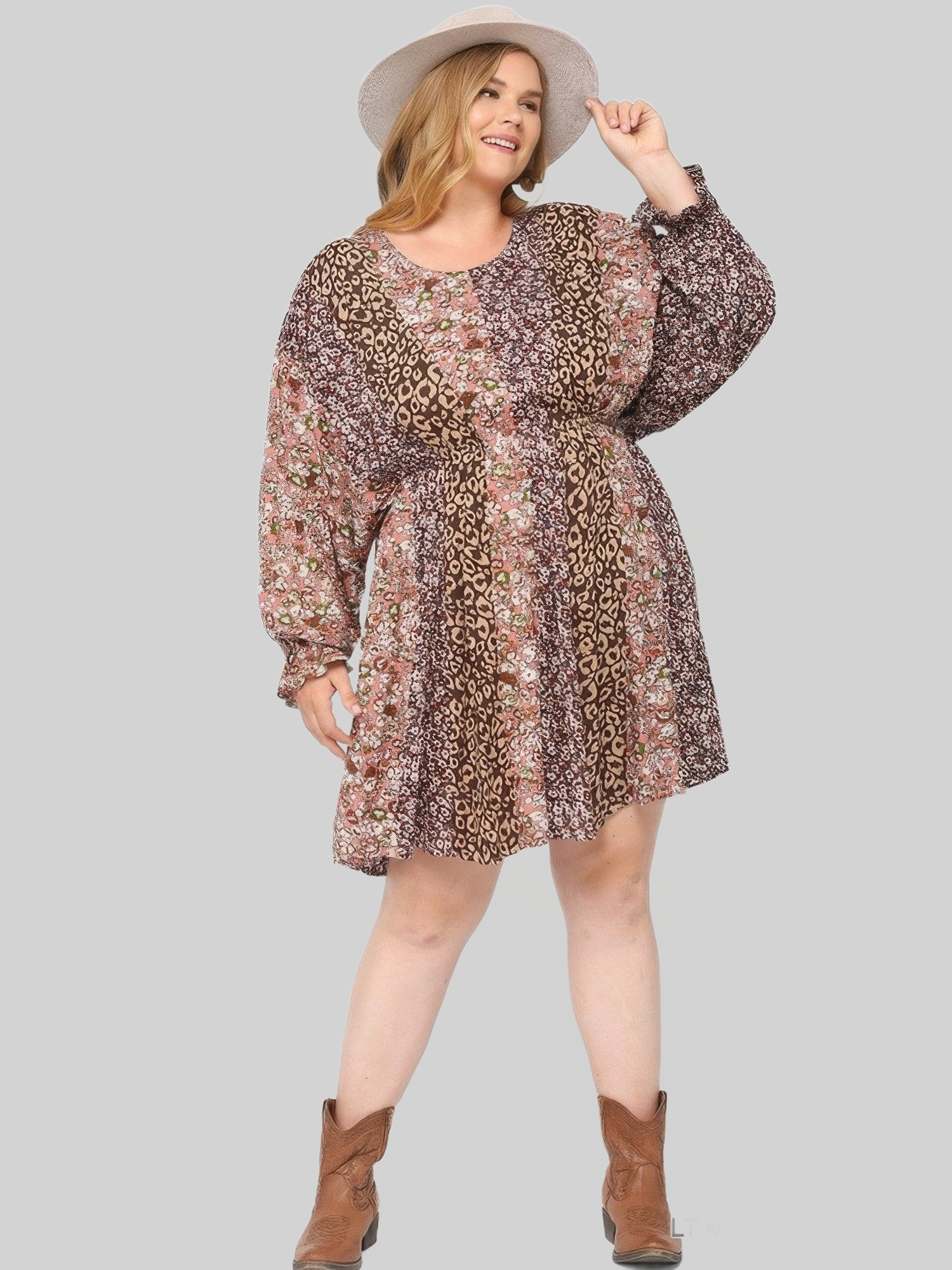 Women Print Mixed Dolman Sleeve Dress With Side Pockets NicholesGifts