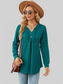 Women Decorative Button Drawstring Long Sleeve Hoodie nicholesgifts
